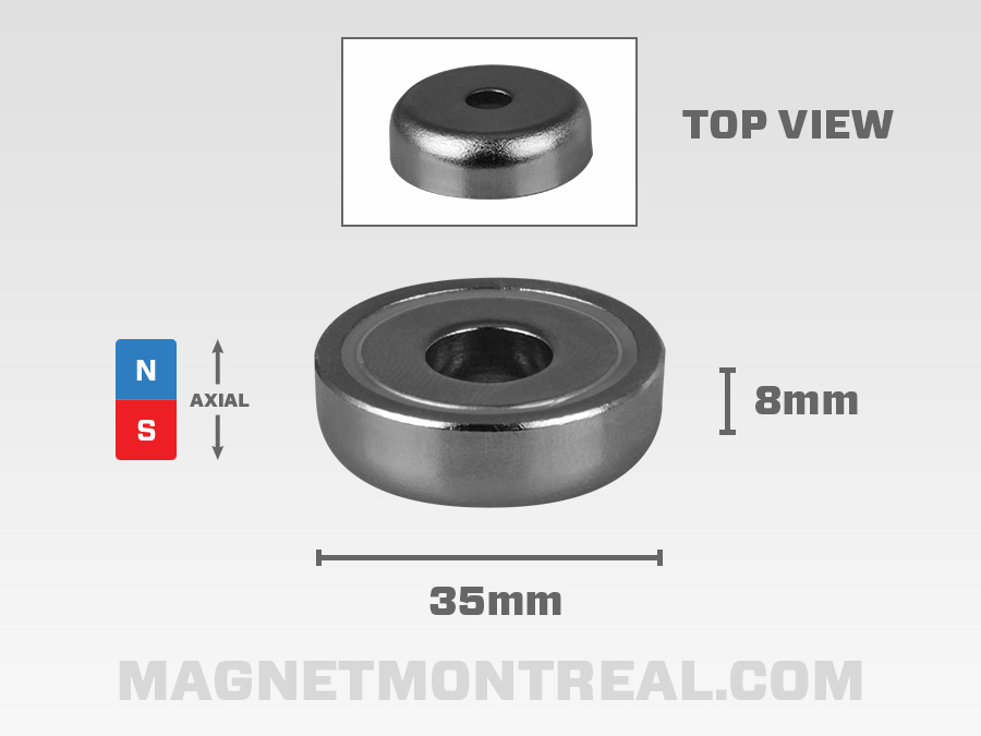 Aimant au Néodymium perforé et fraisé, 15mm large x 5mm d'épaisseur -  Magnet Montréal
