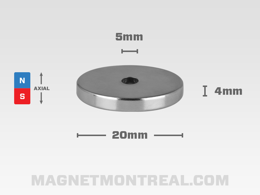Aimant cylindrique au Néodymium avec crochet, 16mm de large x 5mm  d'épaisseur (0.63 x 0.2) - Magnet Montréal