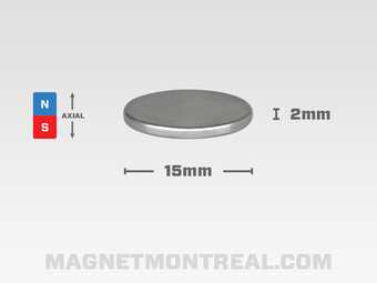 Aimant Mince Cylindrique au Néodymium de 2cm de large (0.8")