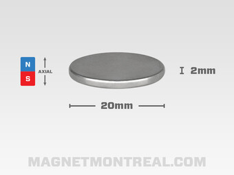 Aimant Mince Cylindrique au Néodymium de 2cm de large (0.8")
