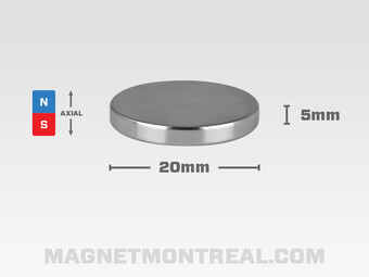 Large Neodymium Cylinder Magnet, 2cm wide (0.8")
