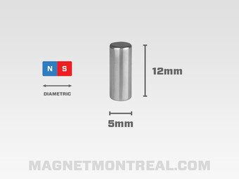 Long and Thin Neodymium Cylinder Magnet, 40mm long (1.57")