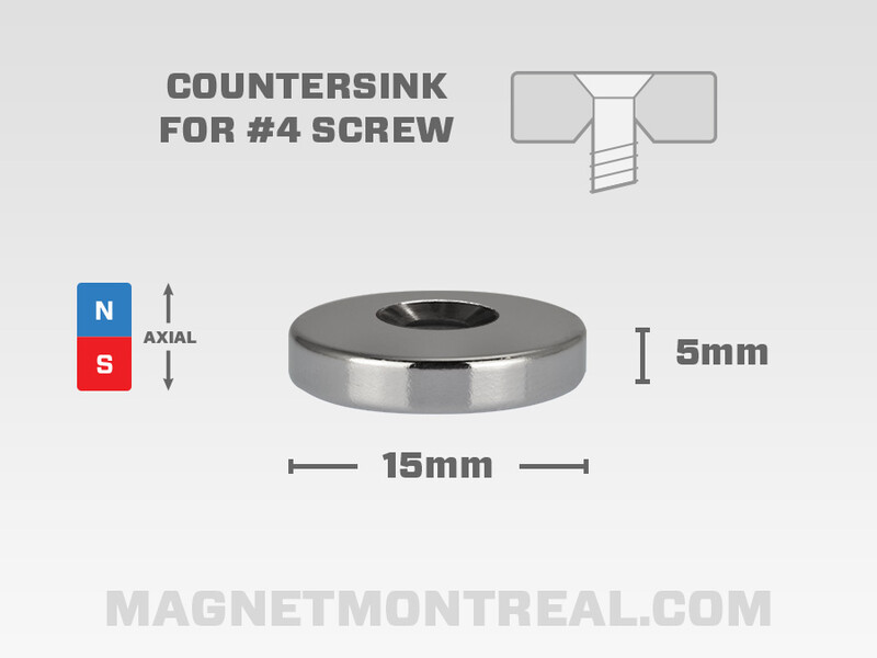 Countersink Ring Magnet, 15mm diameter x 5mm thick (0.59" x 0.2")